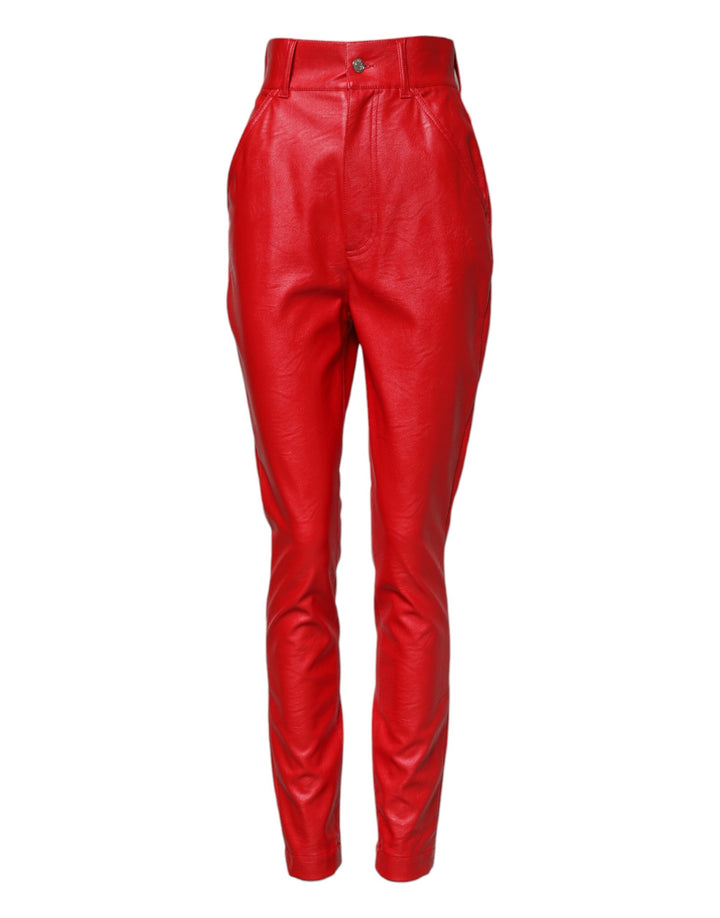 Dolce &amp; Gabbana Sample Sale Dolce &amp; Gabbana Red Viscose High Waist Tapered Trouser Pants - | Designer outlet