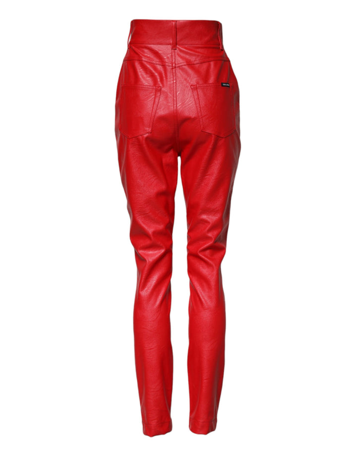 Dolce &amp; Gabbana Sample Sale Dolce &amp; Gabbana Red Viscose High Waist Tapered Trouser Pants - | Designer outlet