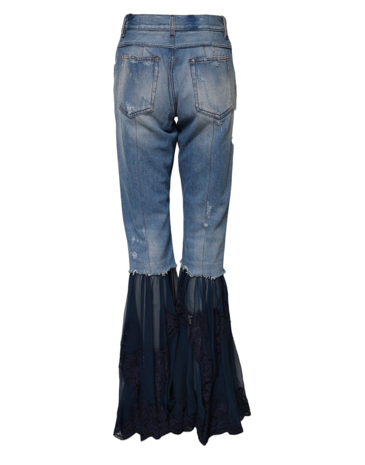 Dolce &amp; Gabbana Blue Cotton High Waist Flared Denim Jeans by Dolce &amp; Gabbana outlet now on sale