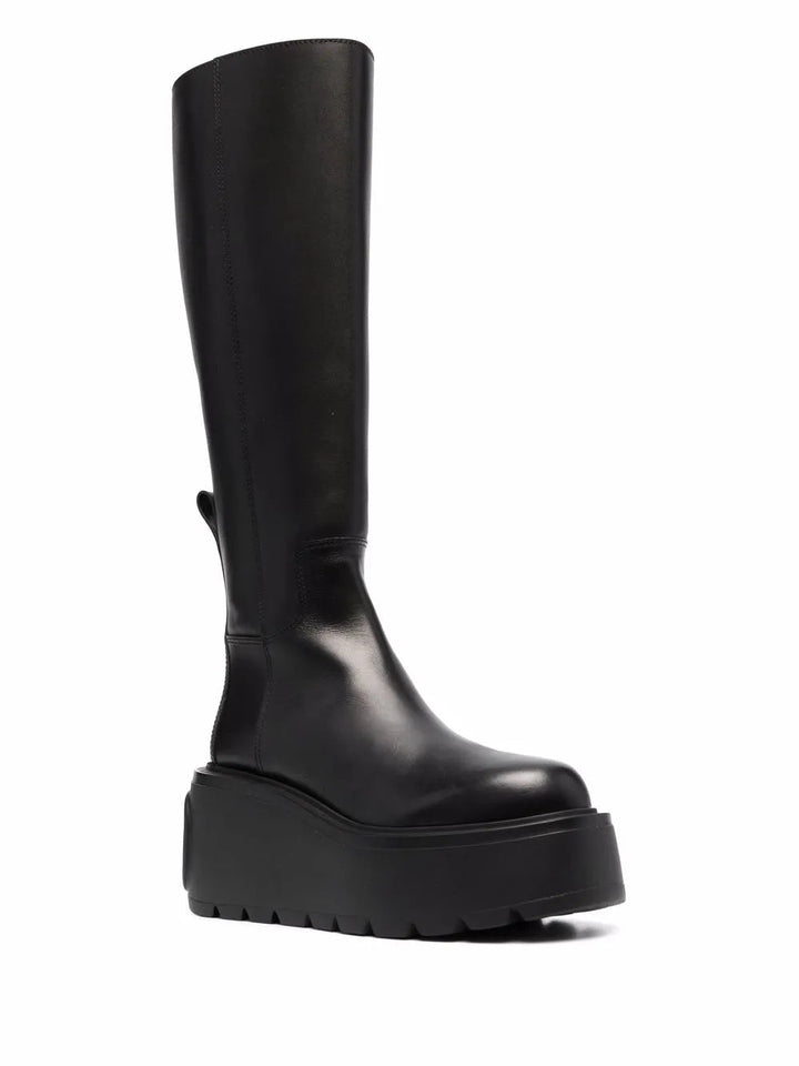 Valentino Garavani Vlogo Knee-High Leather Platform Boots