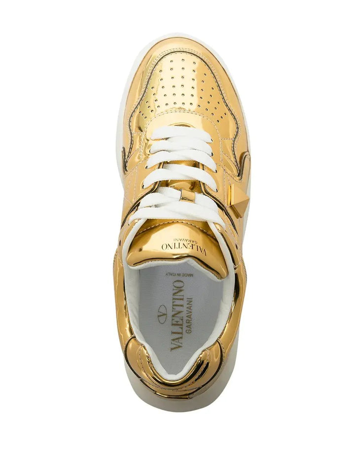Valentino Garavani One Stud Mirror-Finish Sneakers