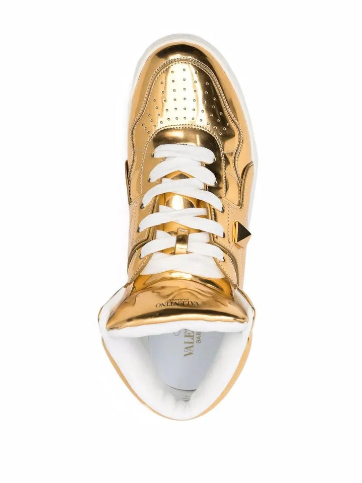 Valentino Sample Sale | Valentino Garavani Metallic-Effect Lace-Up Sneakers - Sneakers | Designer outlet