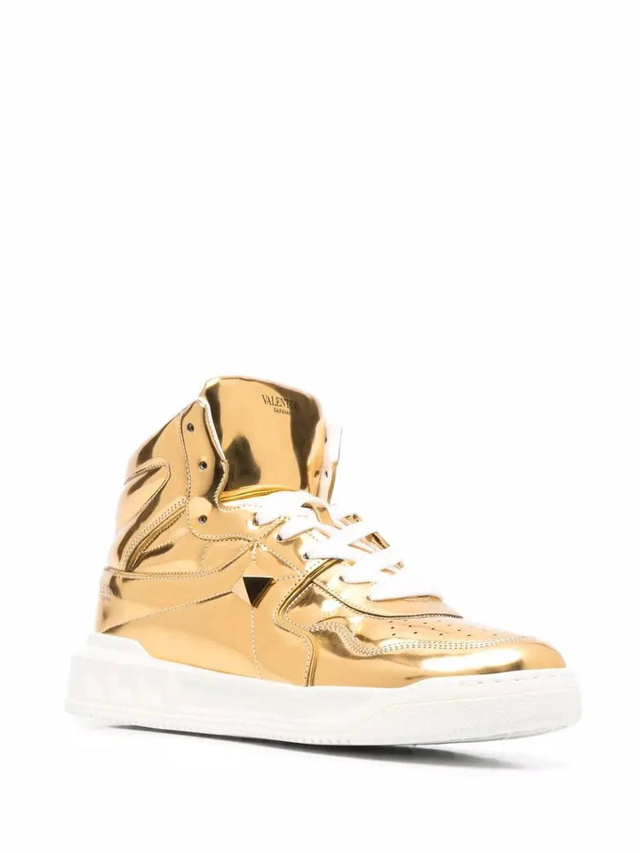 Valentino Sample Sale | Valentino Garavani Metallic-Effect Lace-Up Sneakers - Sneakers | Designer outlet