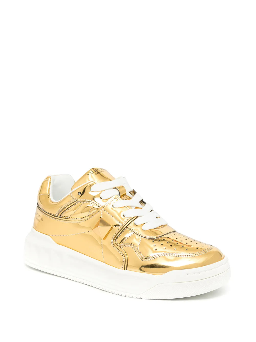 Valentino One Stud Mirror-Finish Sneakers