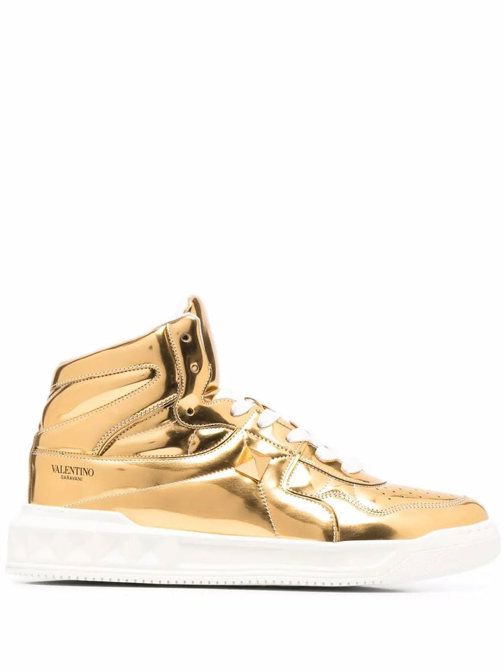 Valentino Garavani Metallic-Effect Lace-Up Sneakers