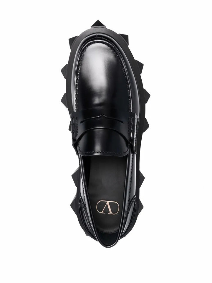 Valentino Trackstud Leather Loafers