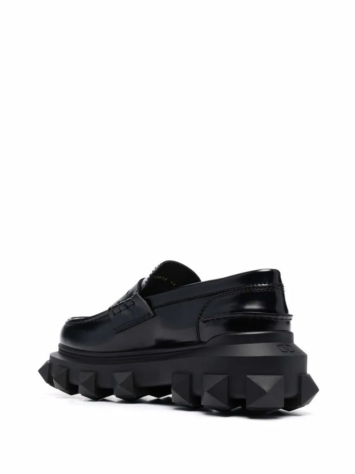 Valentino Trackstud Leather Loafers