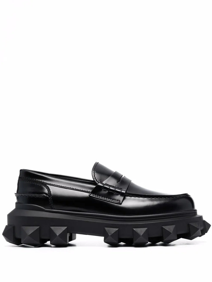 Valentino Trackstud Leather Loafers