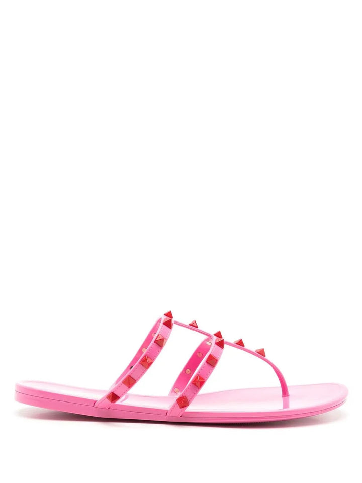 Valentino Garavani Rockstud Flat Sandals in PINK