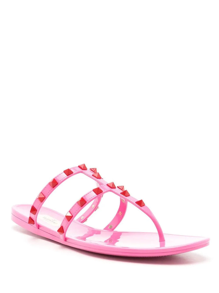 Valentino Garavani Rockstud Flat Sandals in PINK