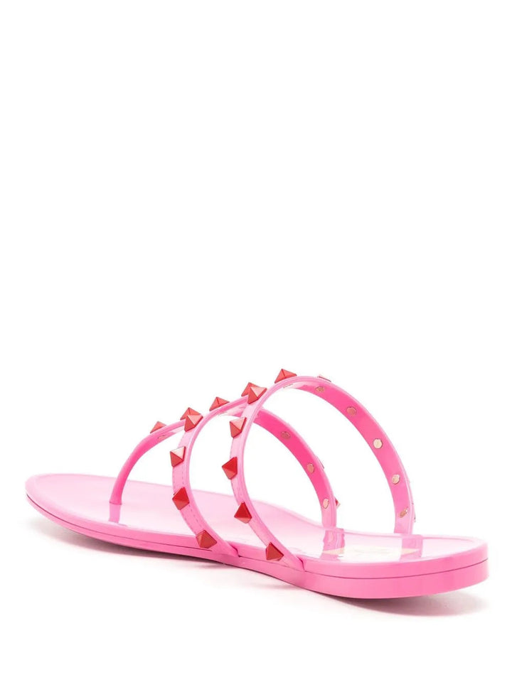 Valentino Garavani Rockstud Flat Sandals in PINK