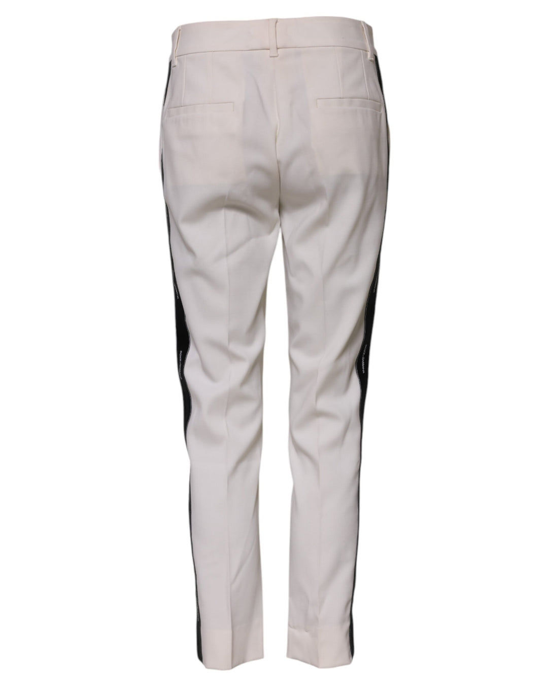 Dolce &amp; Gabbana White Wool Mid Waist Tapered Trouser Pants by Dolce &amp; Gabbana outlet now on sale