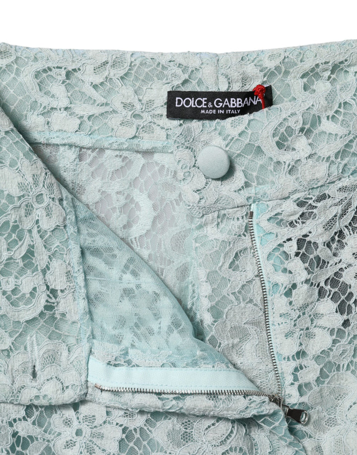 Dolce &amp; Gabbana Sample Sale Dolce &amp; Gabbana Mint Green Cotton Floral Lace Trousers Pants - | Designer outlet
