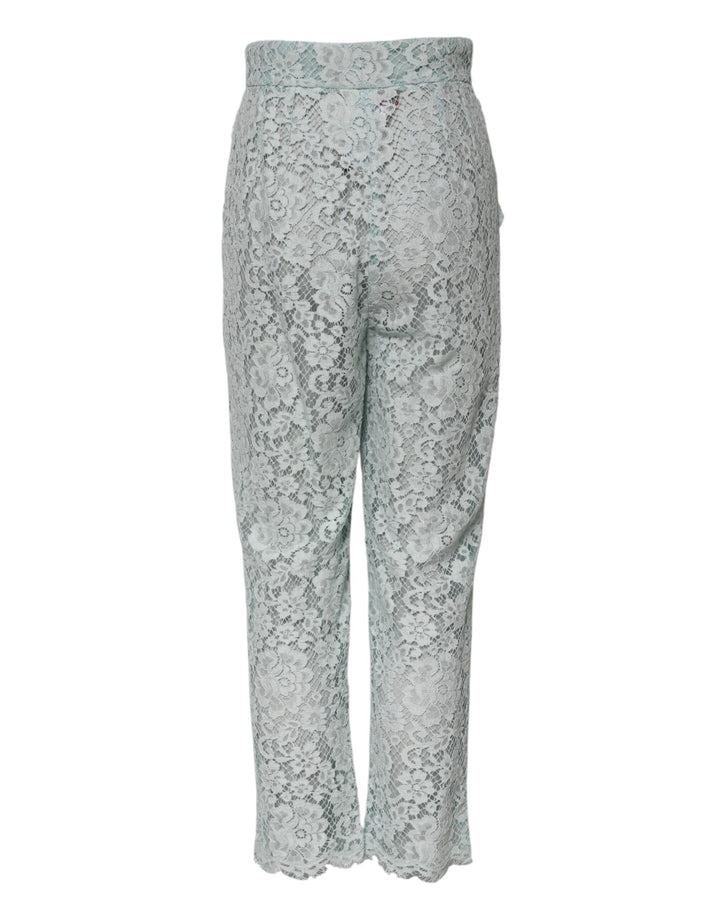 Dolce &amp; Gabbana Sample Sale Dolce &amp; Gabbana Mint Green Cotton Floral Lace Trousers Pants - | Designer outlet