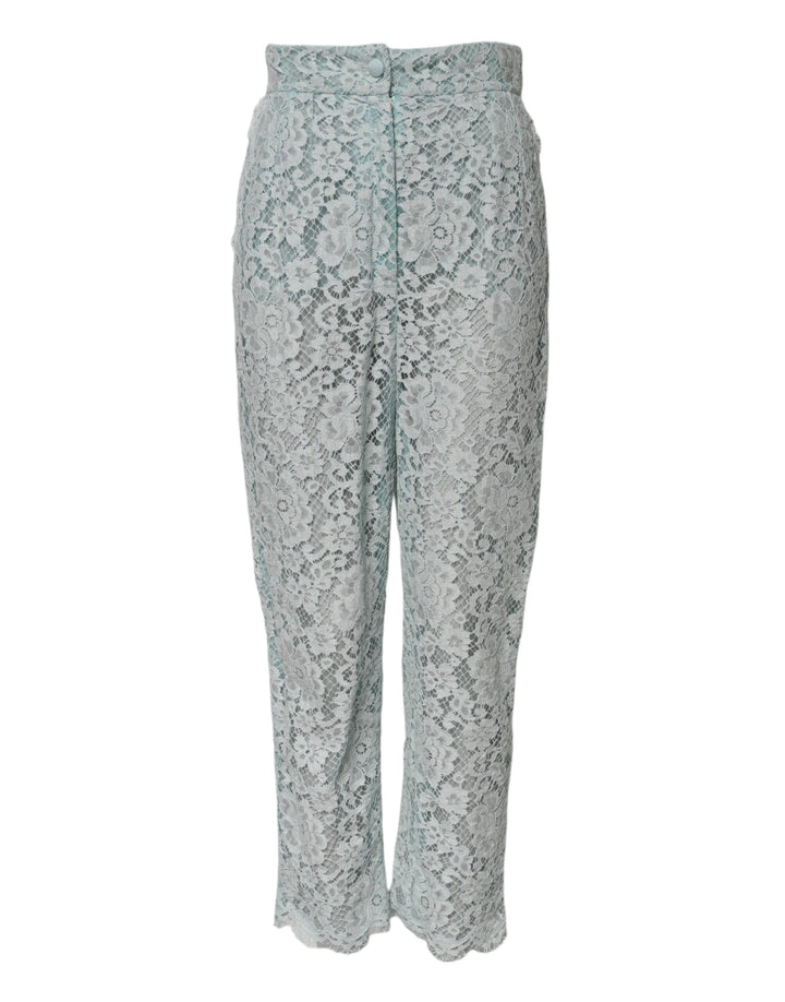 Dolce &amp; Gabbana Sample Sale Dolce &amp; Gabbana Mint Green Cotton Floral Lace Trousers Pants - | Designer outlet