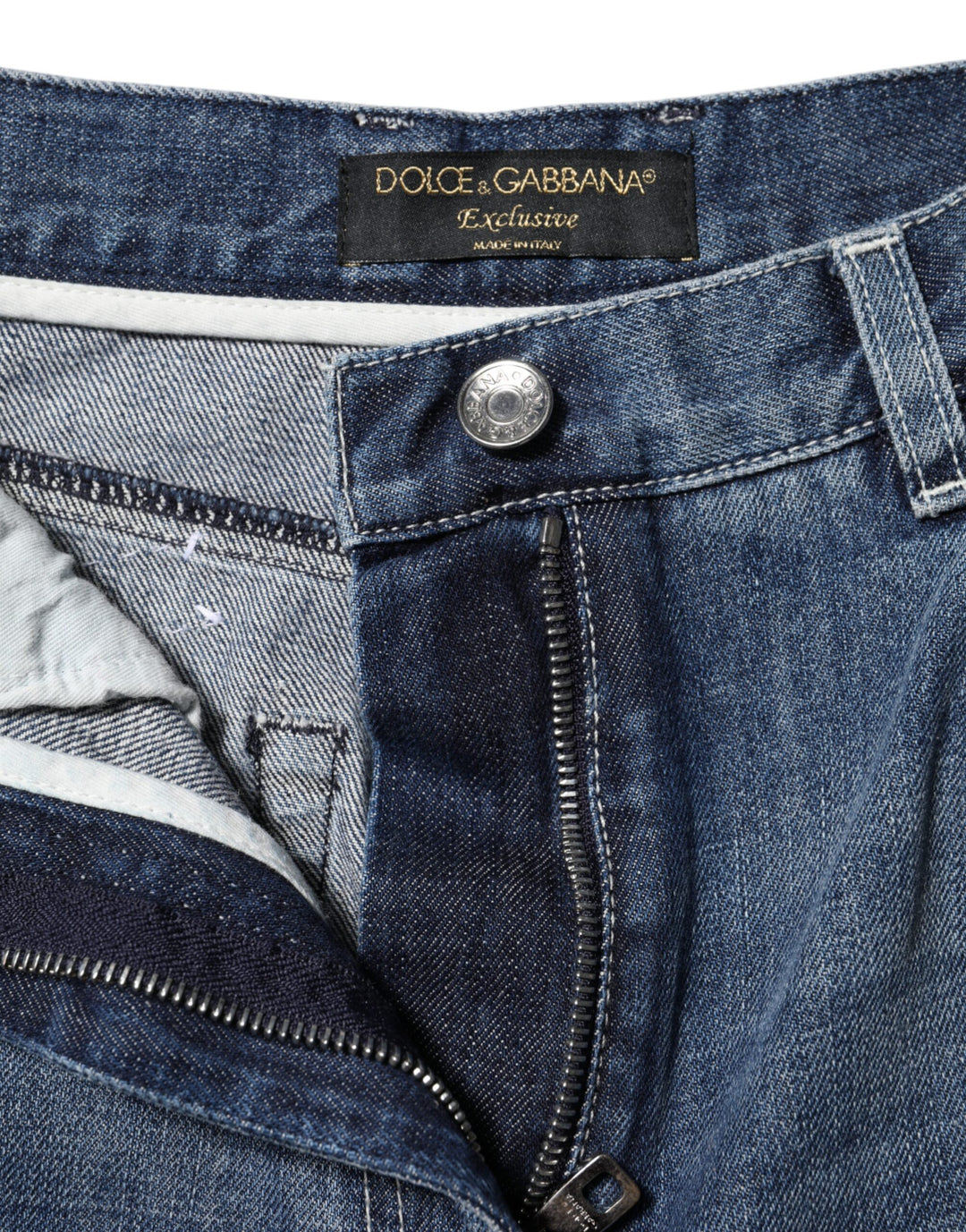 Dolce & Gabbana Blue Cotton High Waist Wide Leg Denim Jeans by Dolce & Gabbana outlet now on sale