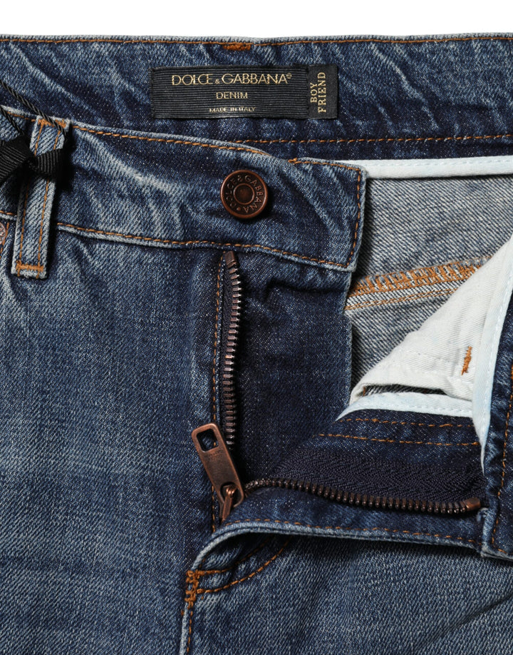 Dolce &amp; Gabbana Sample Sale Dolce &amp; Gabbana Blue Cotton Tattered Mid Waist Denim Jeans - | Designer outlet