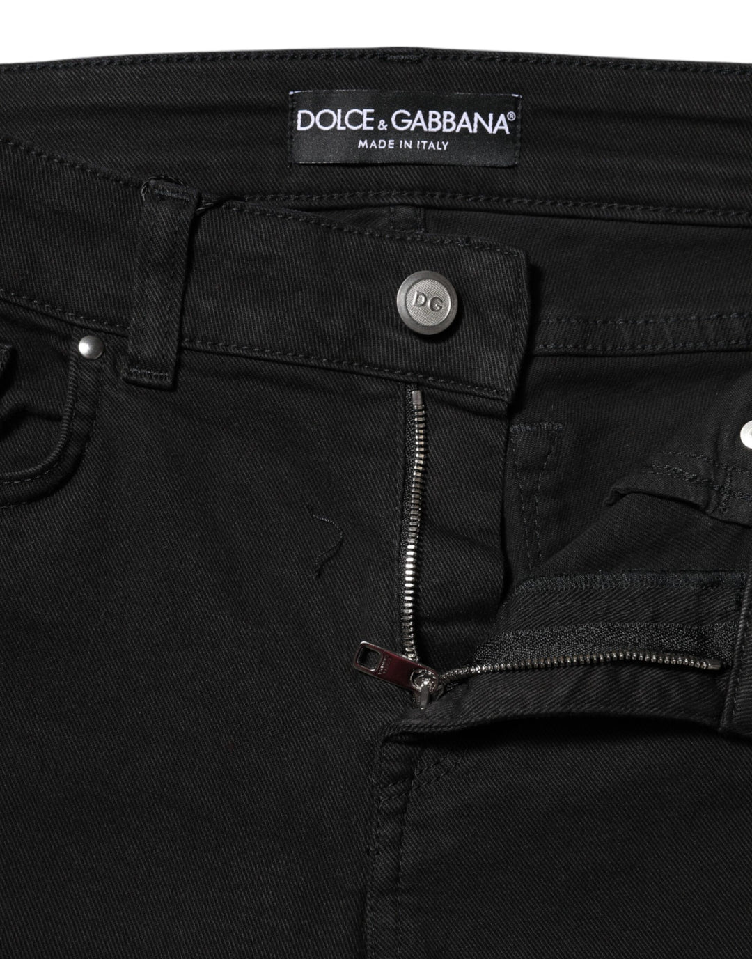 Dolce &amp; Gabbana Sample Sale Dolce &amp; Gabbana Black Cotton Logo Skinny MidWaist Denim Jeans - | Designer outlet
