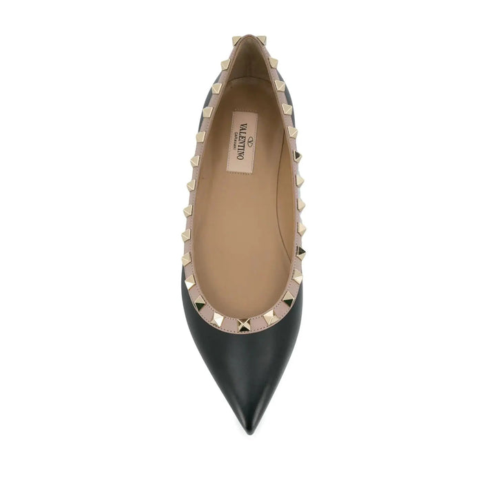 Valentino Garavani Rockstud Lace-Up Leather Ballerinas