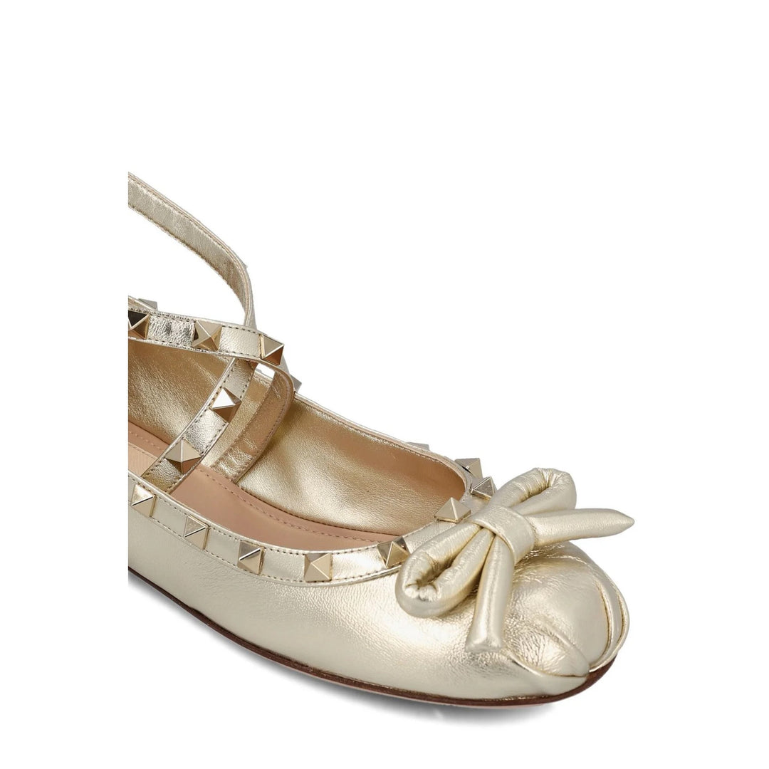 Valentino Garavani Rockstud Bow Detailed Ballerinas