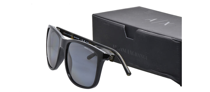 Armani Exchange AX 4070S 815881 Pillow Plastic Black Sunglasses with Grey Polarized Lens