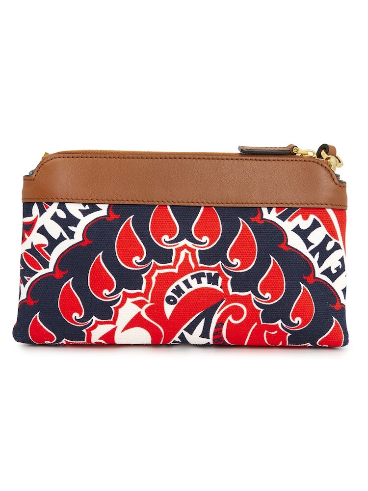 Valentino Garavani V'Logo Leather-Trimmed Canvas Pouch