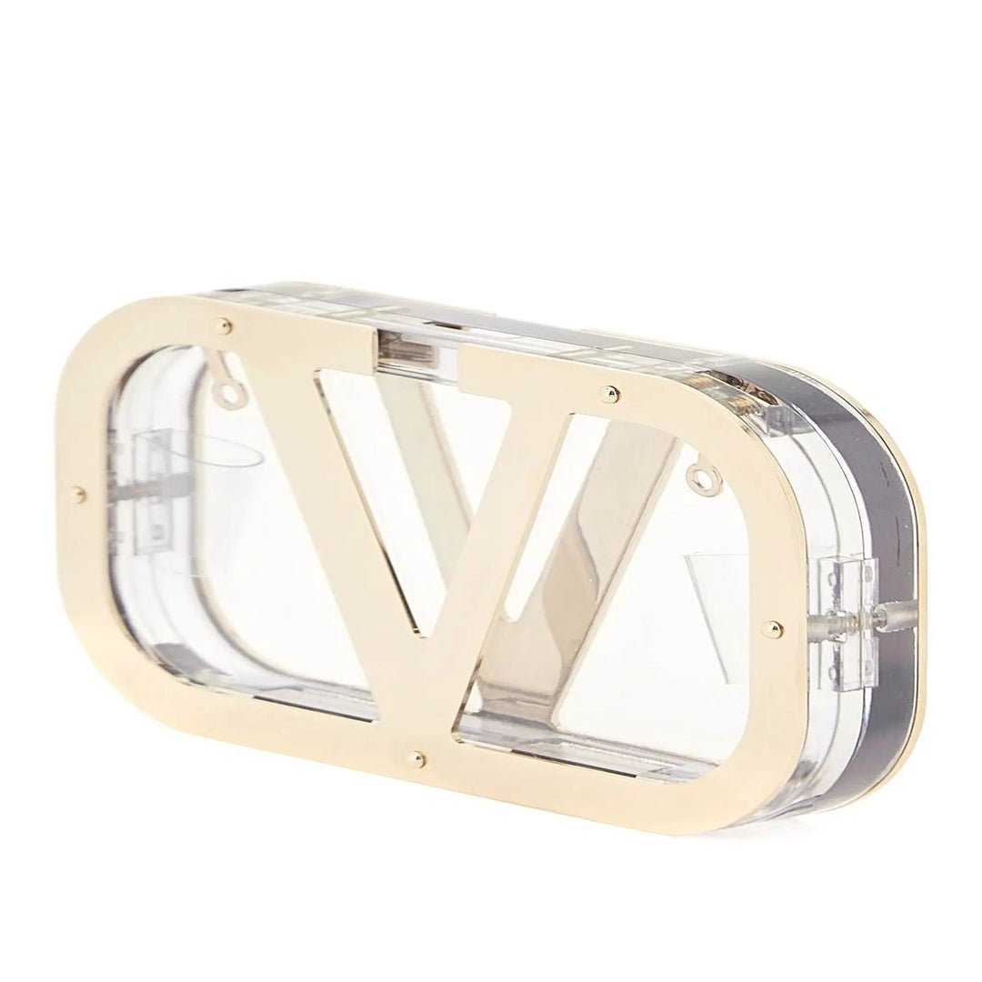 Valentino Garavani Logo-Plaque Clear Clutch
