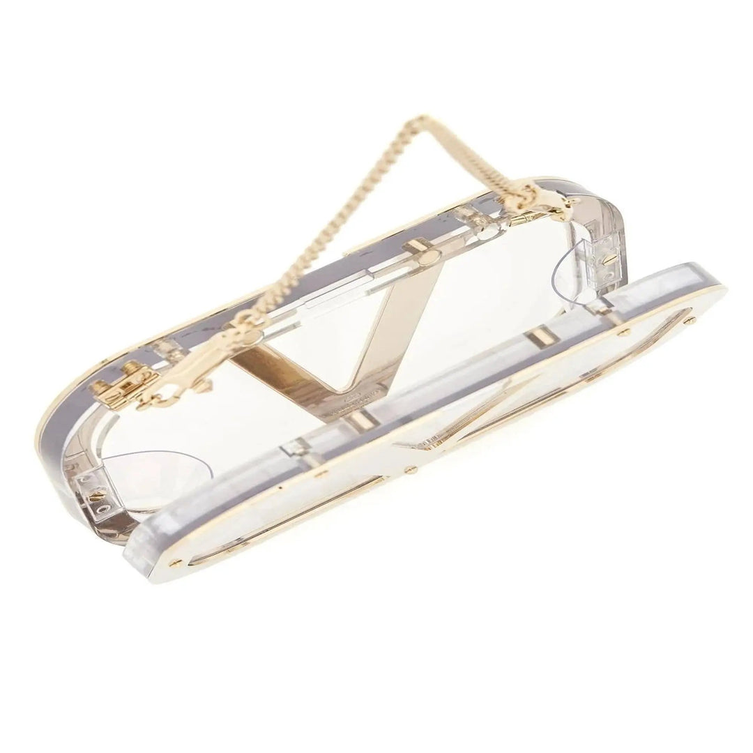 Valentino Garavani Logo-Plaque Clear Clutch