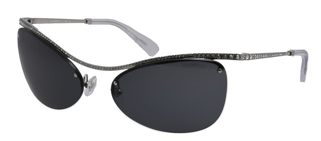 Swarovski SK 7018 400187 Irregular Metal Silver Sunglasses with Grey Lens