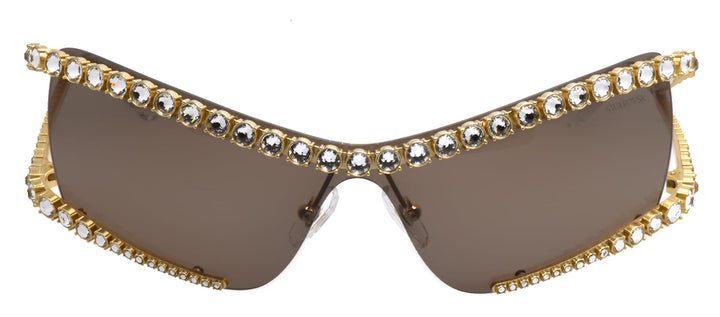 Swarovski SK 7022 400473 Irregular Metal Gold Sunglasses with Brown Lens