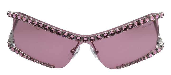 Swarovski SK 7022 402384 Irregular Metal Silver Sunglasses with Pink Lens