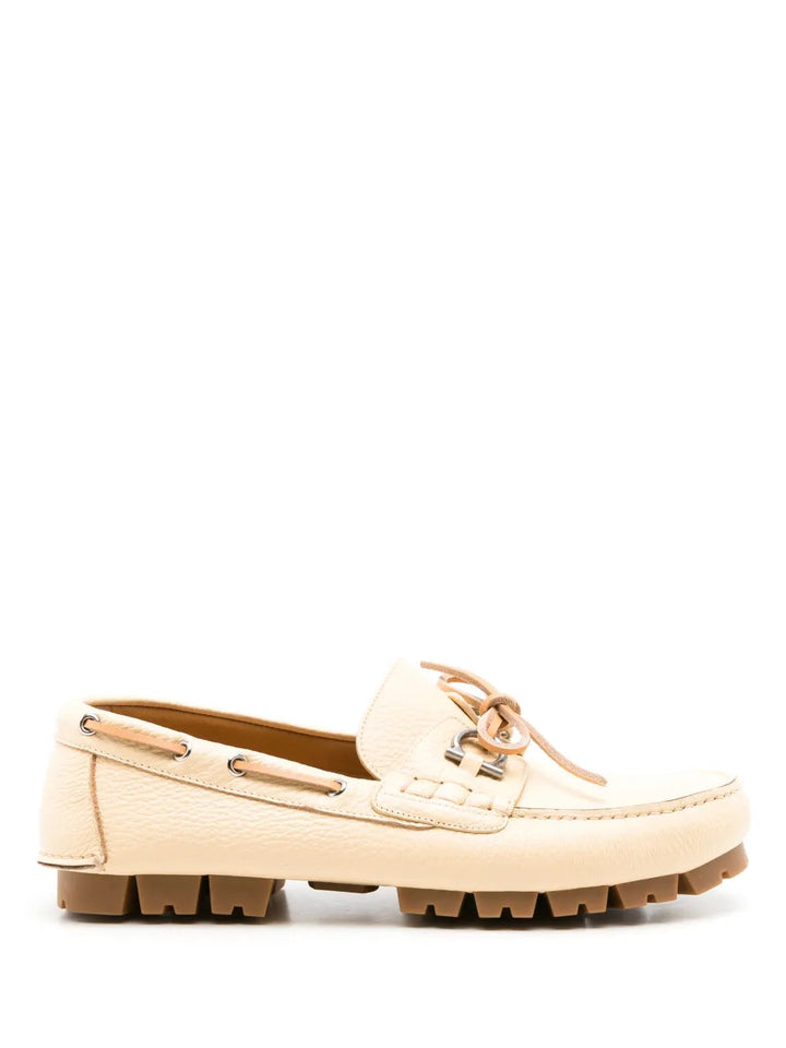 Ferragamo Injected Rock Leather Loafers in NEUTRALS