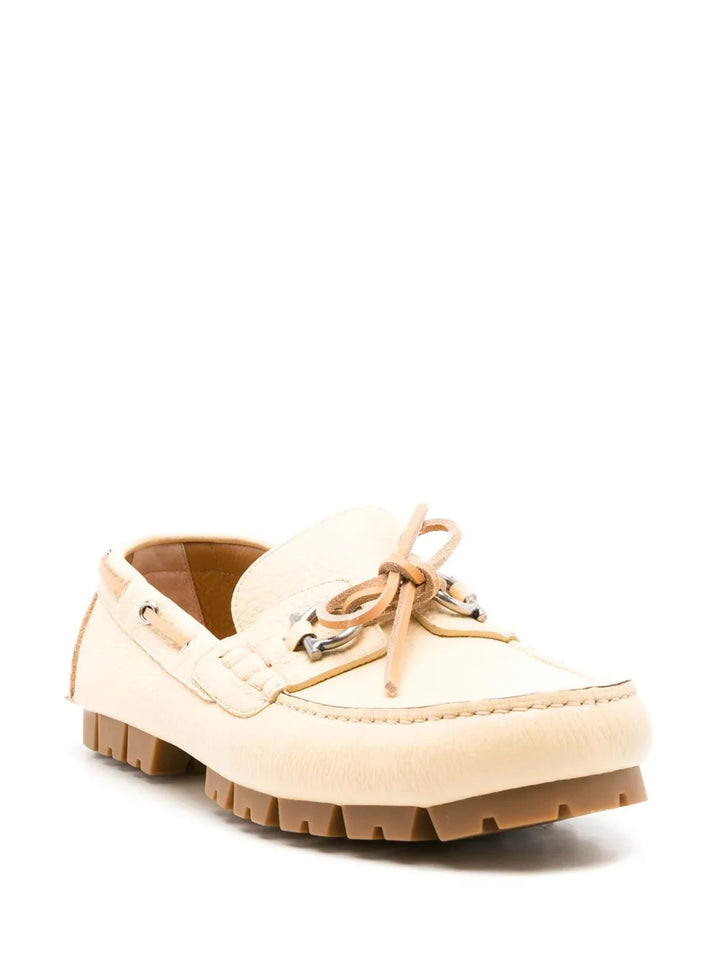 Ferragamo Injected Rock Leather Loafers in NEUTRALS
