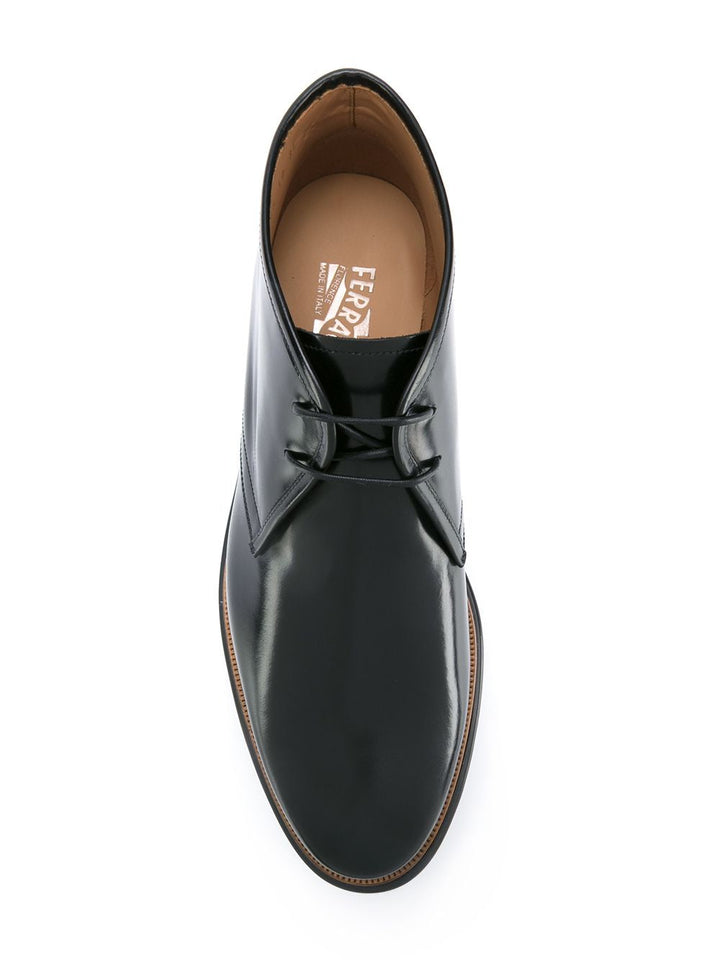 Ferragamo Patent Desert Boots