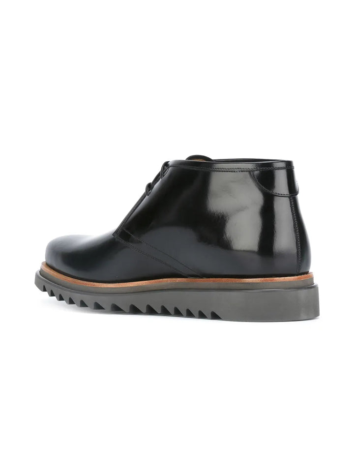 Ferragamo Patent Desert Boots