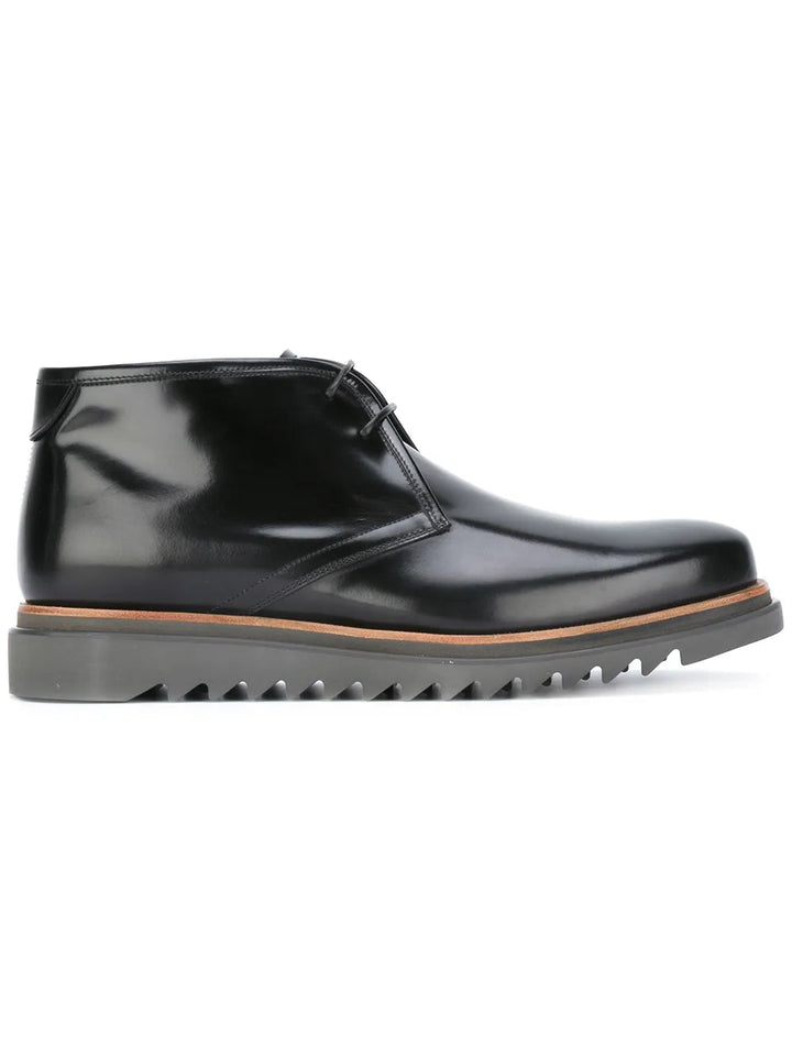Ferragamo Patent Desert Boots