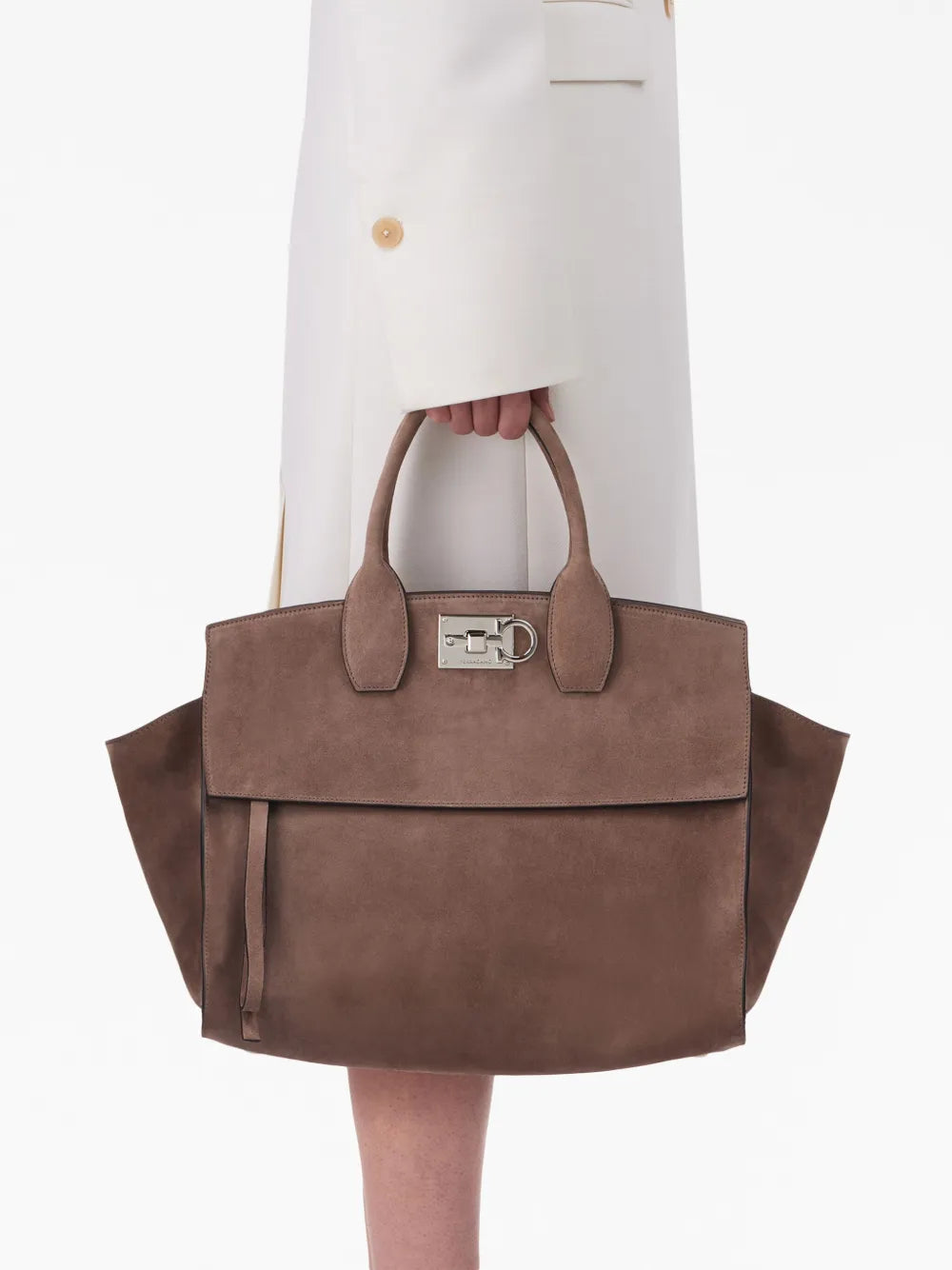 Ferragamo Large Studio Suede Tote Bag