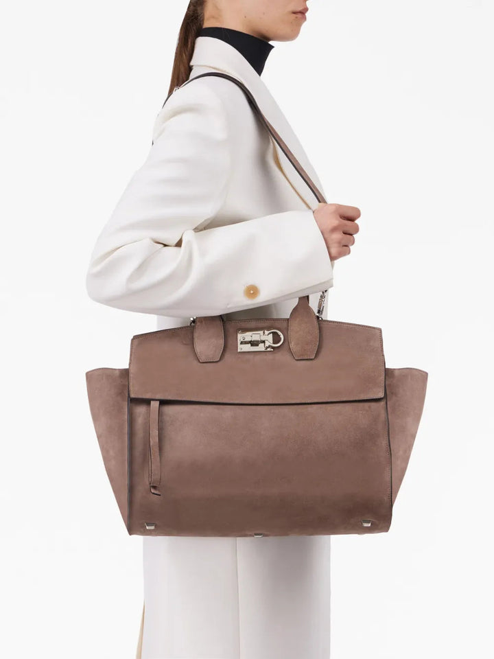 Ferragamo Large Studio Suede Tote Bag