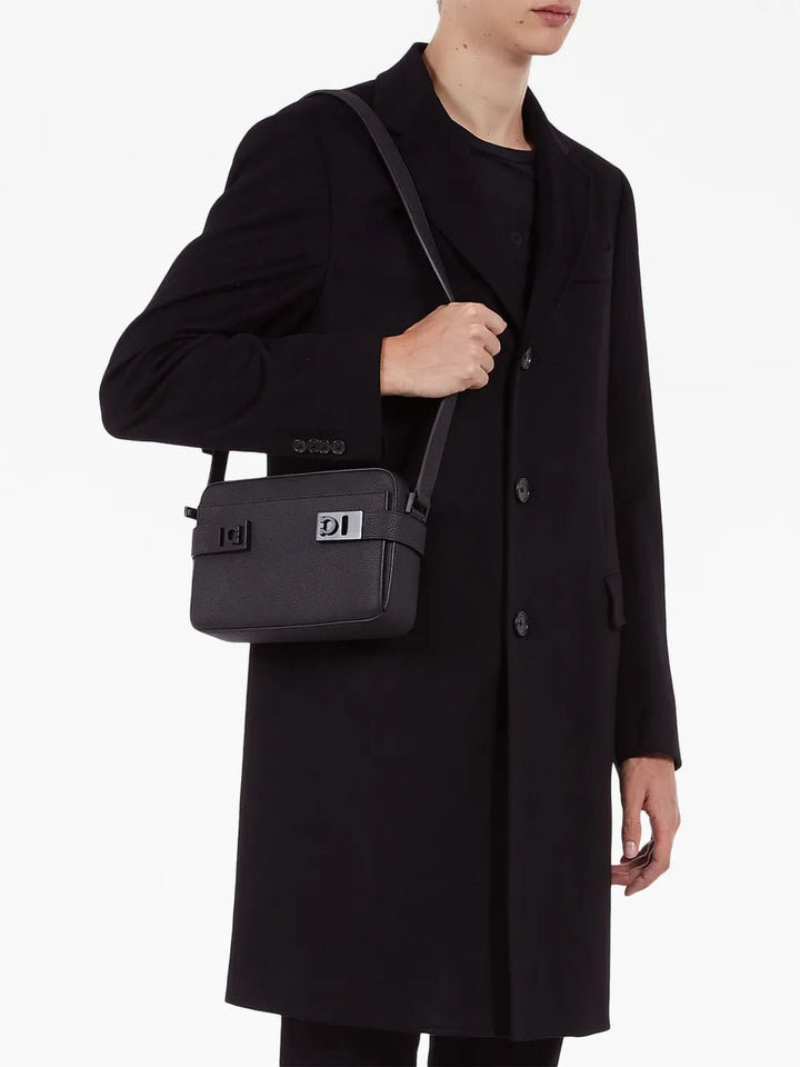 Ferragamo Gancini Buckle Embellished Leather Shoulder Bag