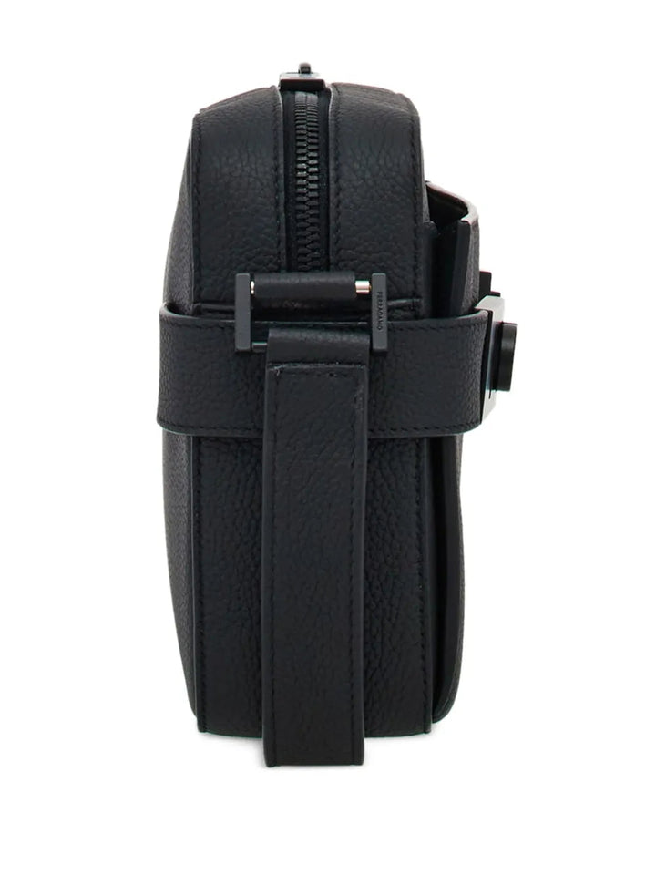 Ferragamo Gancini Buckle Embellished Leather Shoulder Bag