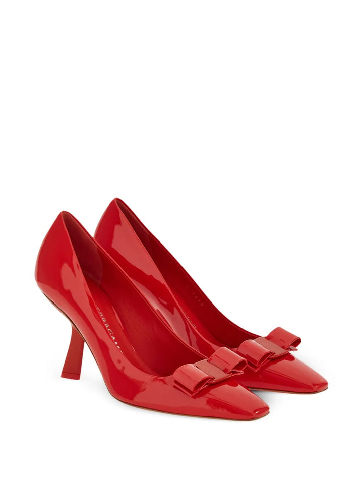 Ferragamo Vara Bow 85Mm Patent Leather Pumps