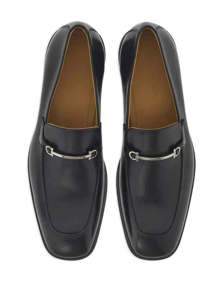 Ferragamo Gancini-Plaque Leather Loafers 021619762601