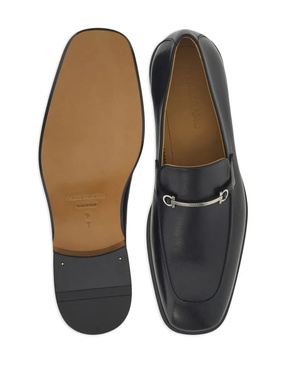 Ferragamo Gancini-Plaque Leather Loafers 021619762601