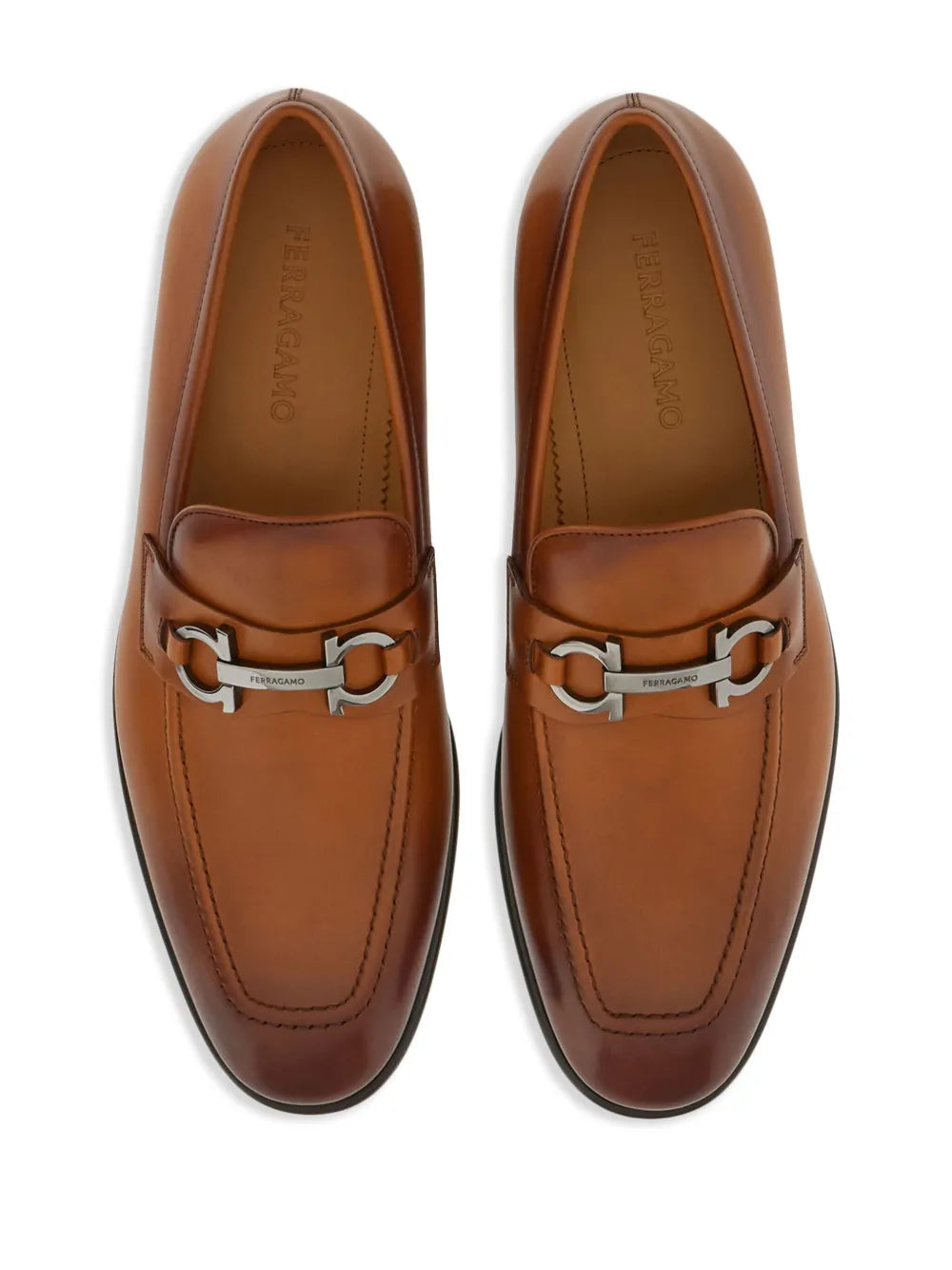 Ferragamo Gancini-Plaque Leather Loafers 021669762637