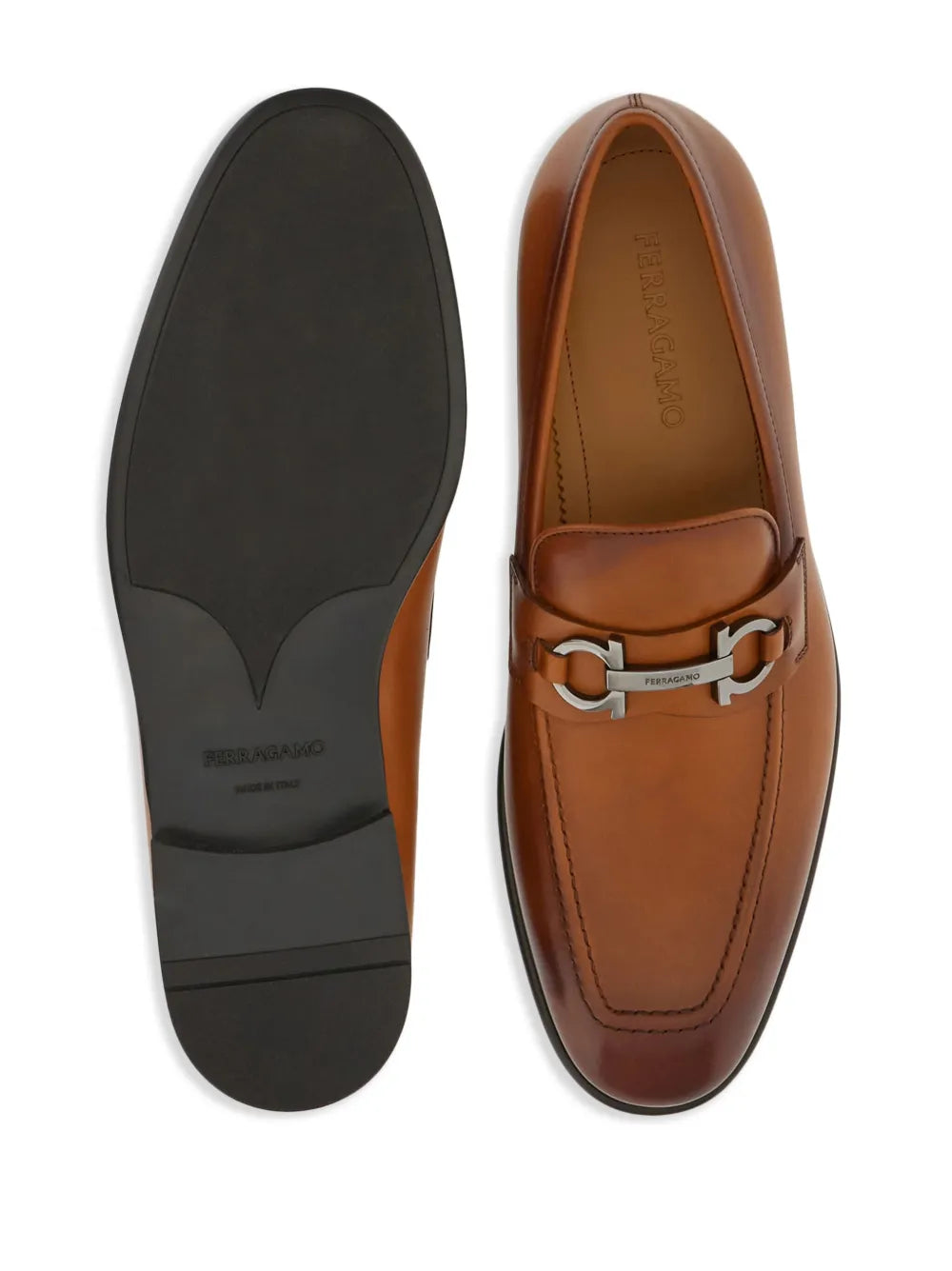 Ferragamo Gancini-Plaque Leather Loafers 021669762637