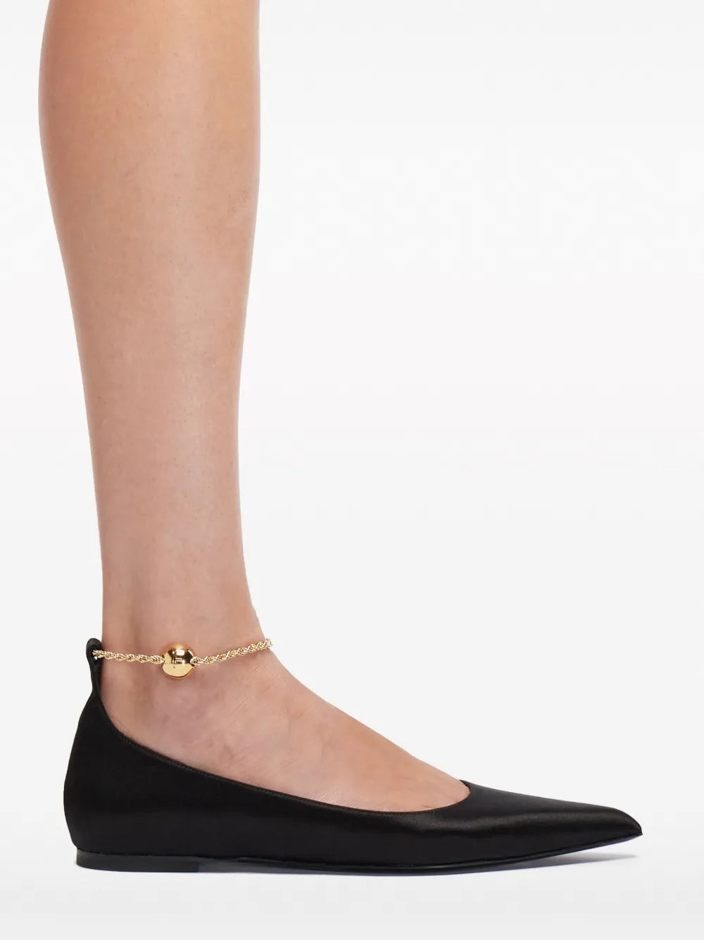 Ferragamo Cable-Link Chain Leather Ballerina Shoes