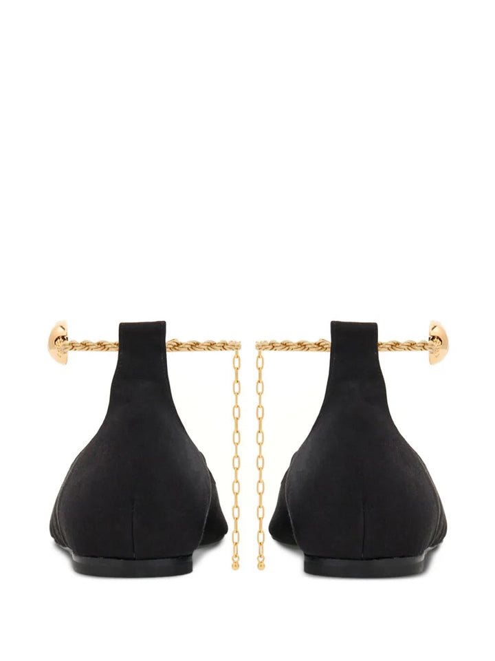 Ferragamo Cable-Link Chain Leather Ballerina Shoes