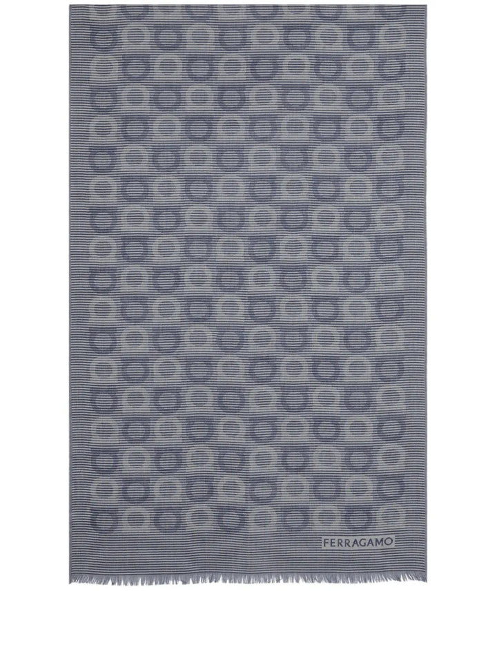 Ferragamo Gancini-Print Frayed-Hem Scarf