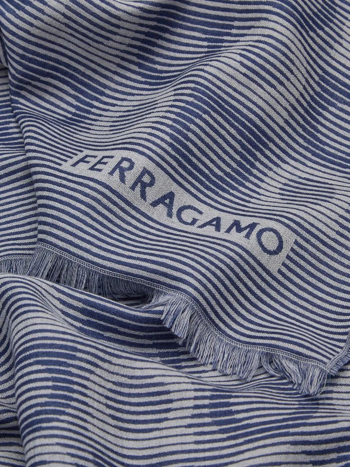 Ferragamo Gancini-Print Frayed-Hem Scarf