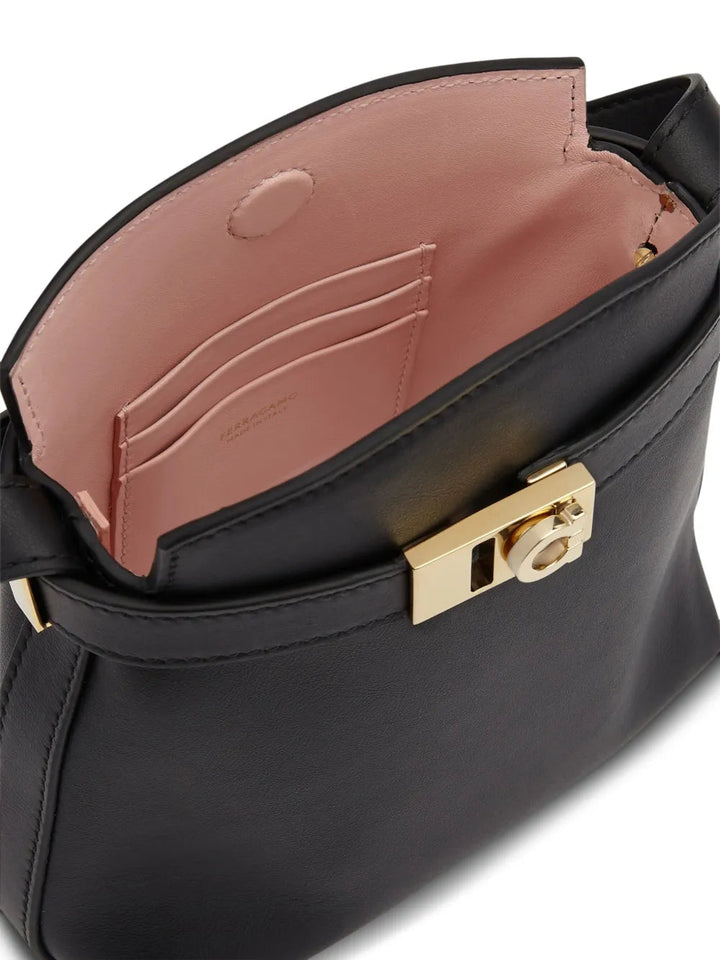 Ferragamo Hug Gancini-Plaque Leather Phone Holder